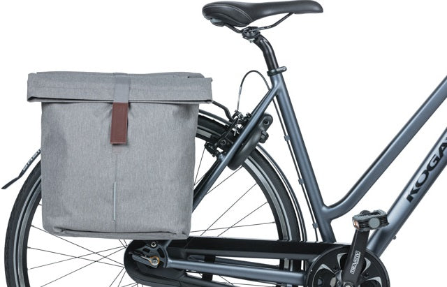 Basil Bolsa de bicicleta doble City Gray, repelente al agua, adecuado para bicicletas electrónicas, reflectantes, 28-32L