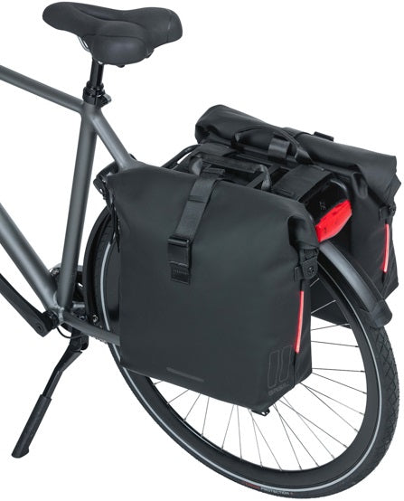 Basil Soho Nordlicht Bolsa de bicicleta doble - impermeable, negro, 41L