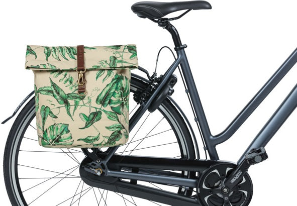 Basil Bolsa de bicicleta doble siempre verde, mascota reciclada, plegamiento de retención de agua, unisex, bicicleta, beige de cáscara de arena