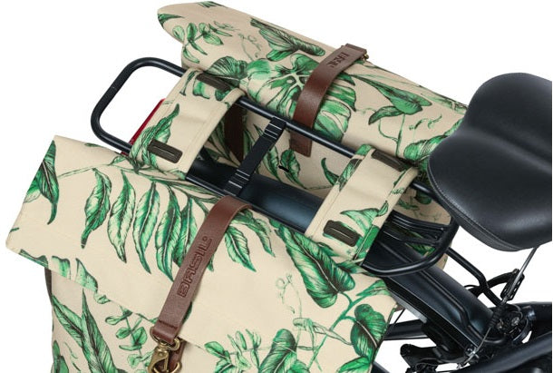 Basil Bolsa de bicicleta doble siempre verde, mascota reciclada, plegamiento de retención de agua, unisex, bicicleta, beige de cáscara de arena