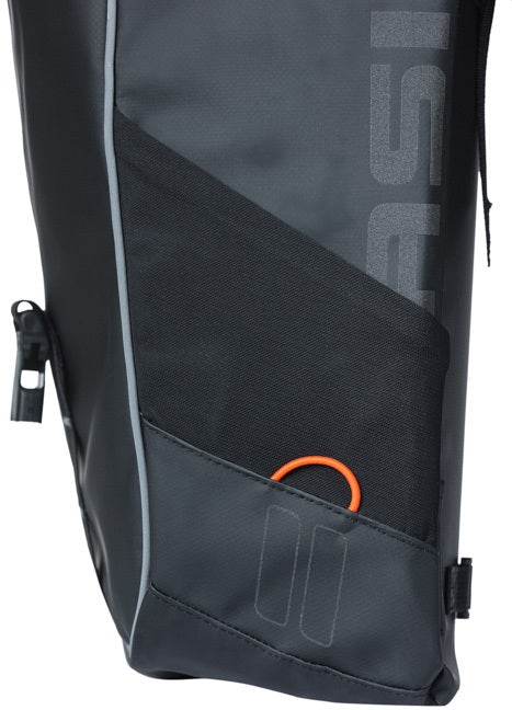 Miles de albahaca lona: bolsa de bicicleta doble, impermeable, 34L, naranja negra