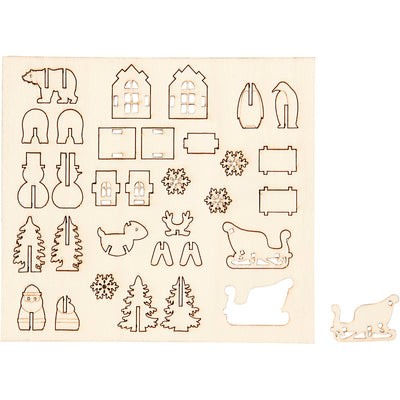 Creativ company figuras de madera para manualidades, Navidad, largo: 15,5 cm, ancho: 17 cm, grosor 3 mm, 1 caja