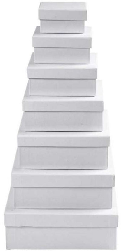 Creativ company kartonnen vierkante dozen set 7 stuks h: 4.5-7.5 cm d: 9-21 cm