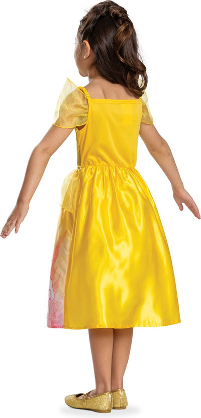 Disfraz princesa disney - la bella la bestia, vestido clásico de cuento de bella, talla xs (3t-4t años), niñas