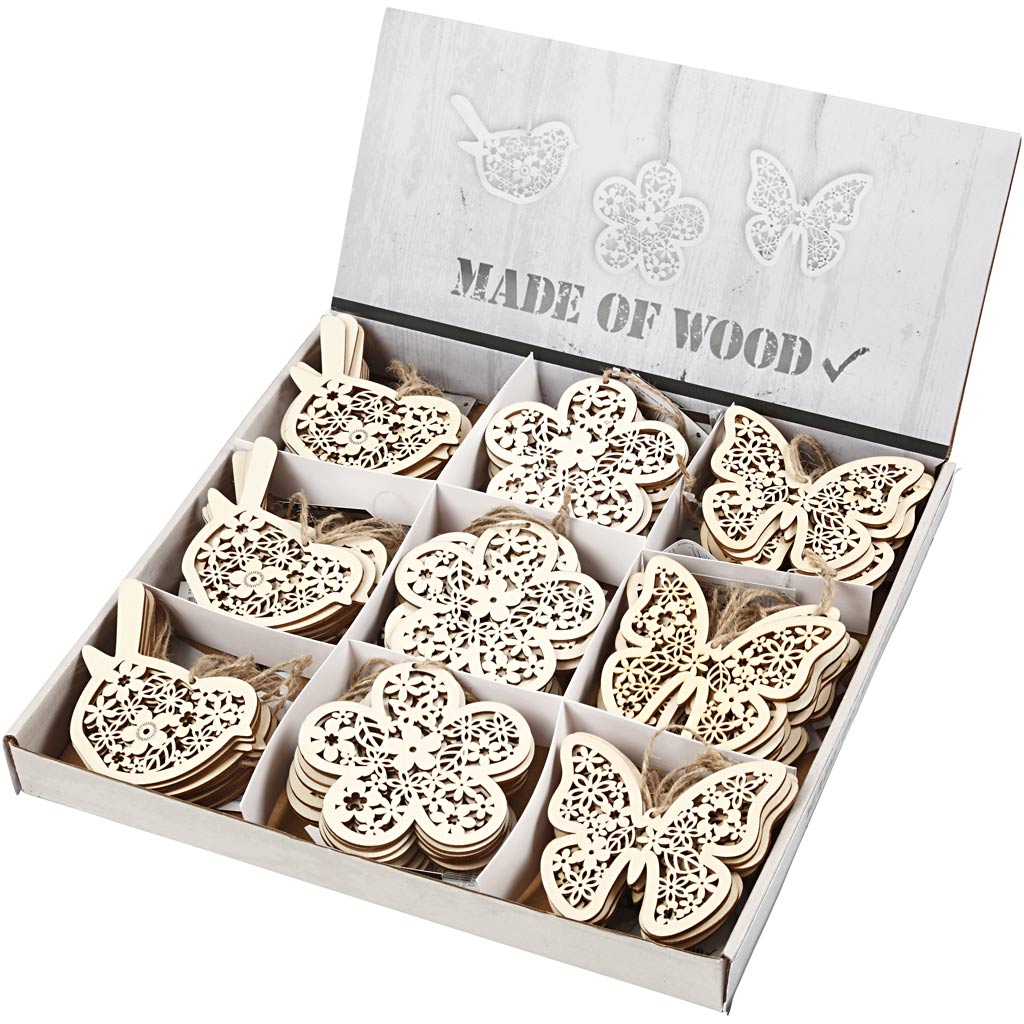 Creativ Company Figuras de madera Flower and Bird, 90 °.