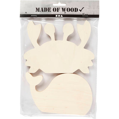 Creativ Company Wooden Marine Animals Krab and Whale, 2st.