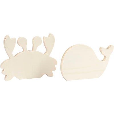 Creativ Company Wooden Marine Animals Krab and Whale, 2st.