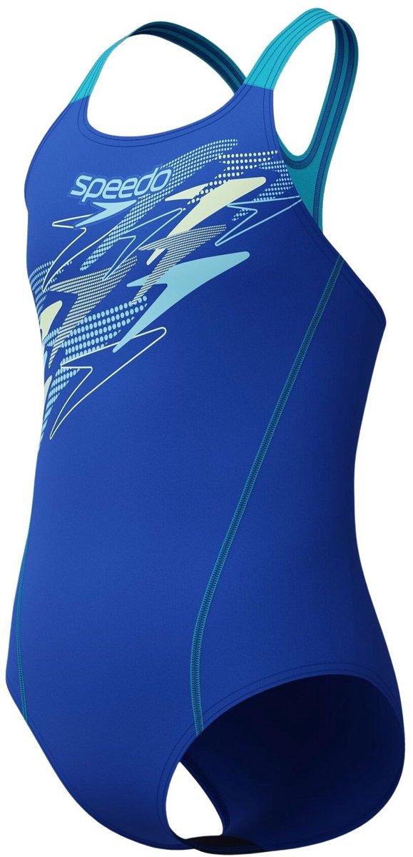 Costume da bagno sportivo per ragazze Speedo Medley con logo medaglia - blu viola