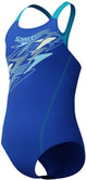 Costume da bagno sportivo per ragazze Speedo Medley con logo medaglia - blu viola