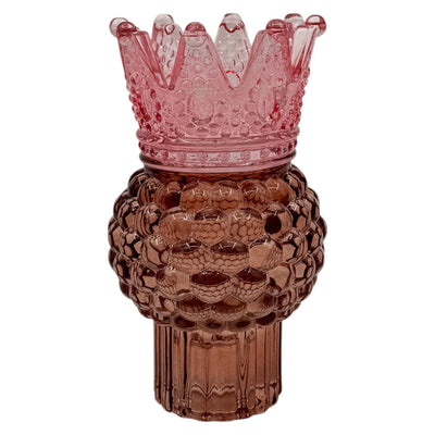 Mansion atmosphere kandelaar met kroon rood 8x13,8cm