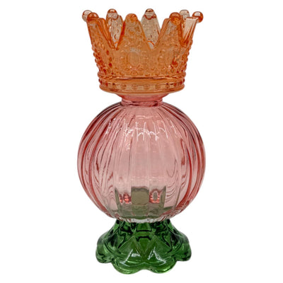 Mansion atmosphere candlestick with crown orange 8x15.5cm
