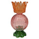 Candelero ambiente mansión con corona naranja 8x15,5cm