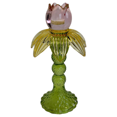 Mansion atmosphere candlestick flower green pink 11x11x15.5cm