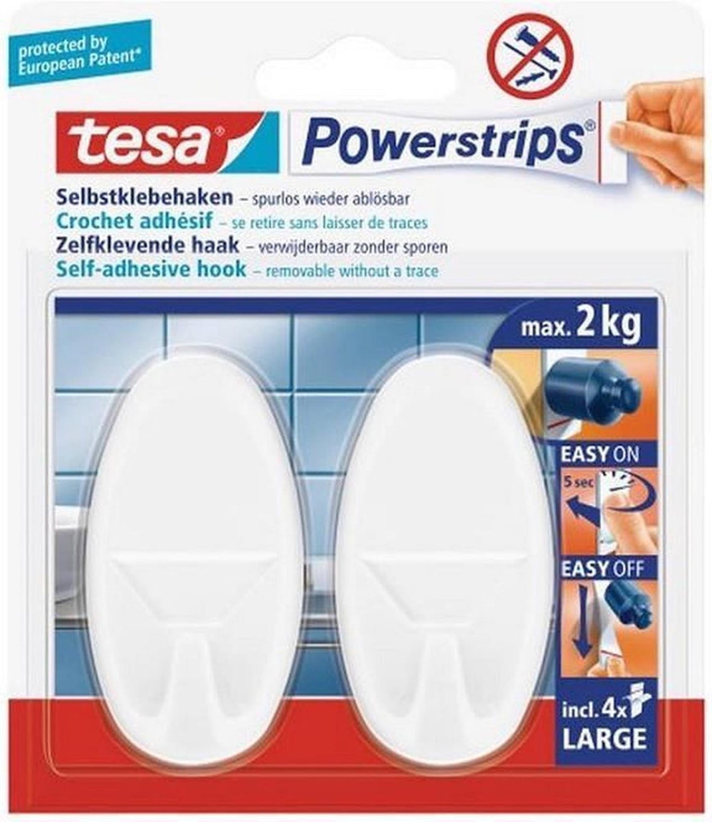 Tesa gancho l ovalado blanco