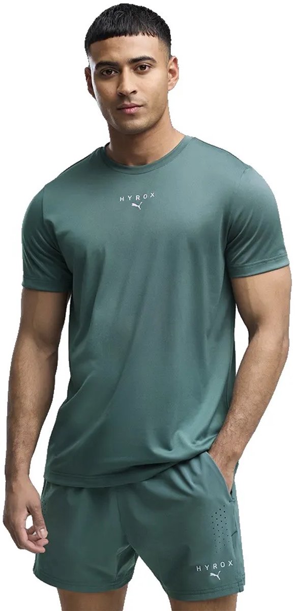 Puma x hyrox poly graphic t-shirt manica corta verde m uomo