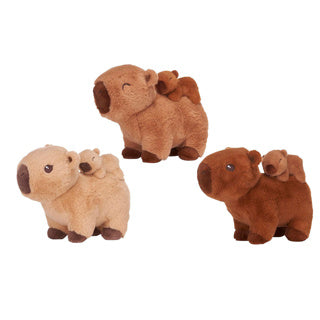 Plush Capybara in piedi e bambino 3 assorchi 25 cm