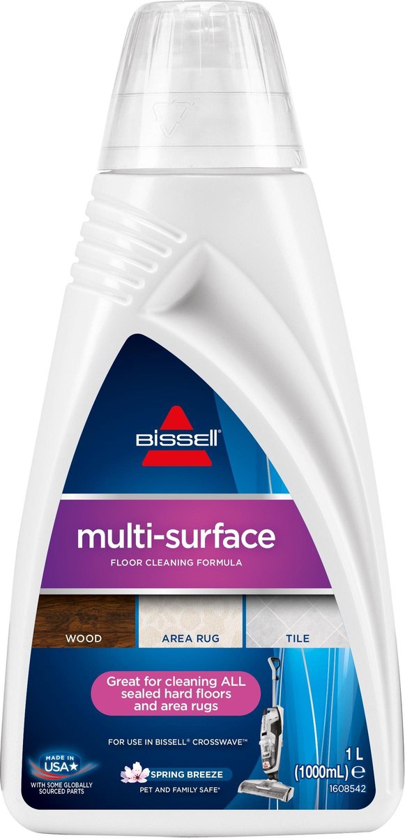 Bissell multisurface 1l - limpiador para crosswave spinwave - eliminación de suciedad sin esfuerzo - aroma fresco - secado rápido, sin rayas - para madera, laminado, azulejos, vinilo - 1789l