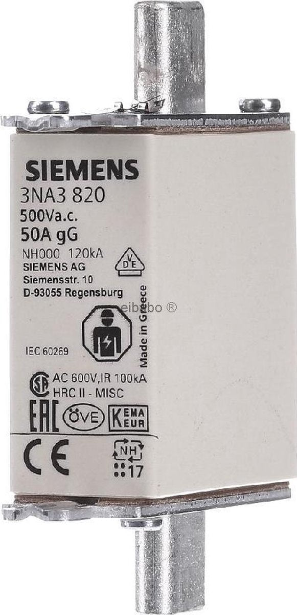Fusibile Siemens 3na3814 nh dimensione fusibile: 000 35 a 500 V CA, 250 V CA 3 pezzo(i)