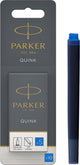 Cartucce d'inchiostro lunghe per penne stilografiche Parker - inchiostro blu quink - lavabili - 10 pezzi