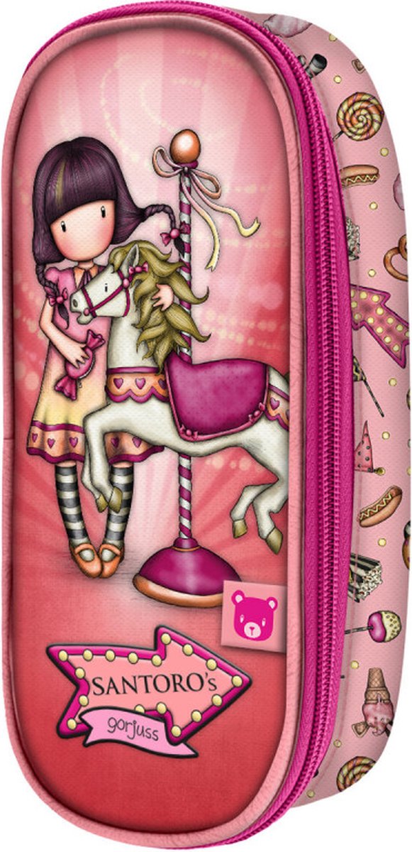 Estuche escolar Gorjuss carrusel salmón (10 x 23 x 6 cm)