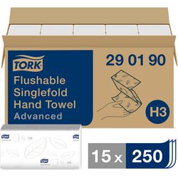 Toallas sanitarias tork h3 advanced 23x23cm blanco 15x250 hojas