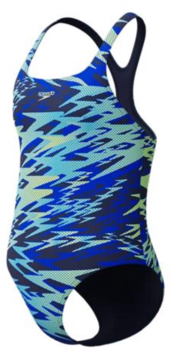 Speedo h-boom print medalist 1 piece meisjes sportbadpak - marine groen