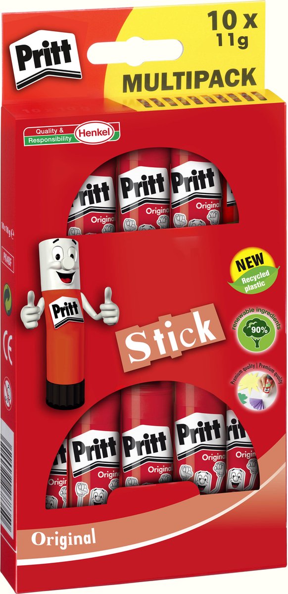 Pegamento en barra pritt original 11 g paquete de 10