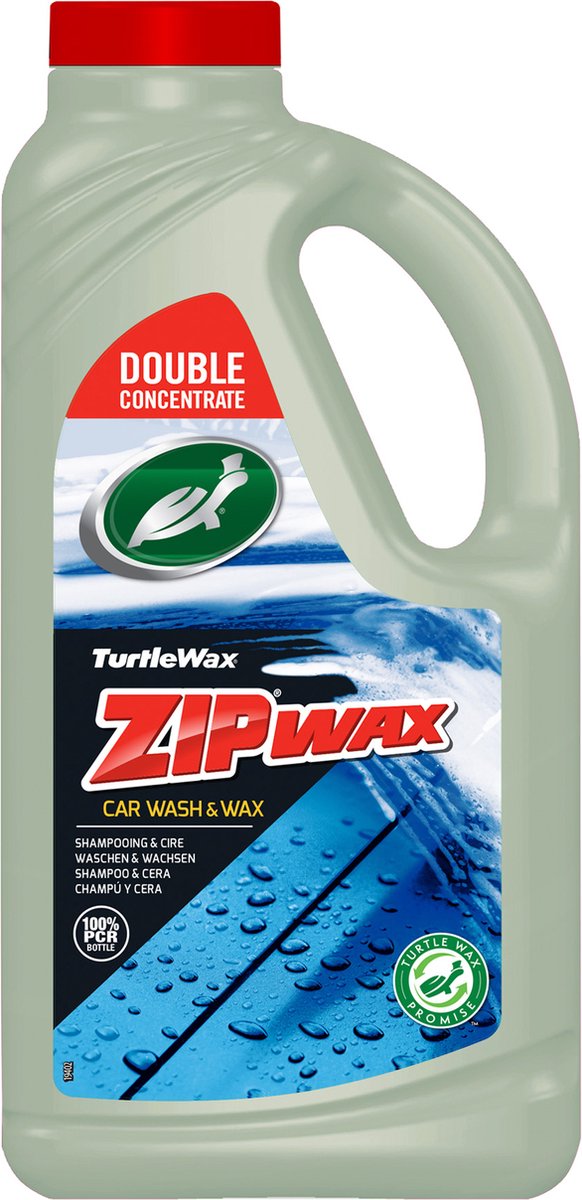 Champú de cera Turtle Wax Zip - doble concentrado - limpia en profundidad, da brillo y añade cera - acabado sin rayas y sin manchas - 10ml en 5 litros de agua - 1 litro