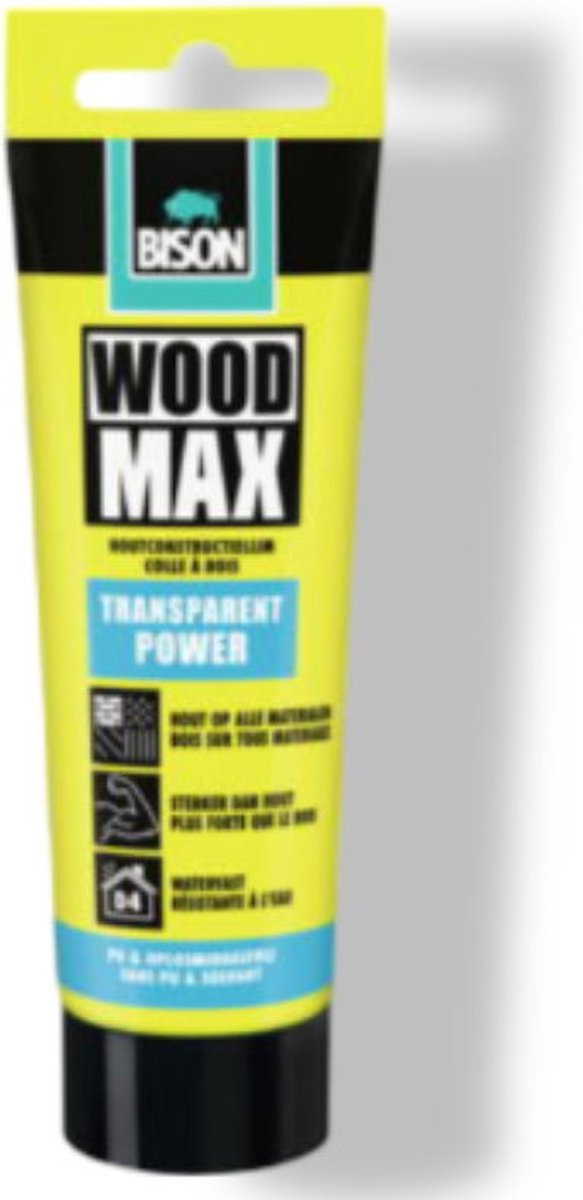 Bison wood max power tubo transparente 85 g, extremadamente rápido, para todo tipo de madera, d4, alta adherencia inicial