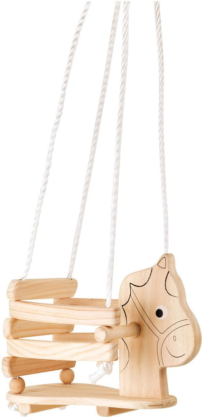 Swing a cavallo in legno a piede, 145 cm