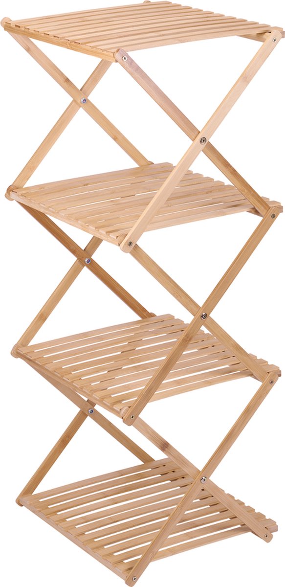 Appendiabiti da bagno Alpina - 4 livelli - 40 x 33,5 x 93,5 cm - pieghevole - bambù - marrone