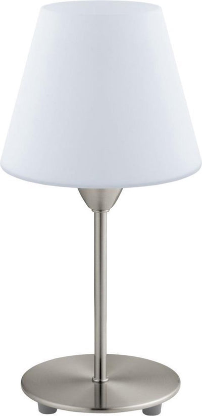 Eglo damasco 1 - lampada da tavolo - 1 luce - nichel opaco - bianco
