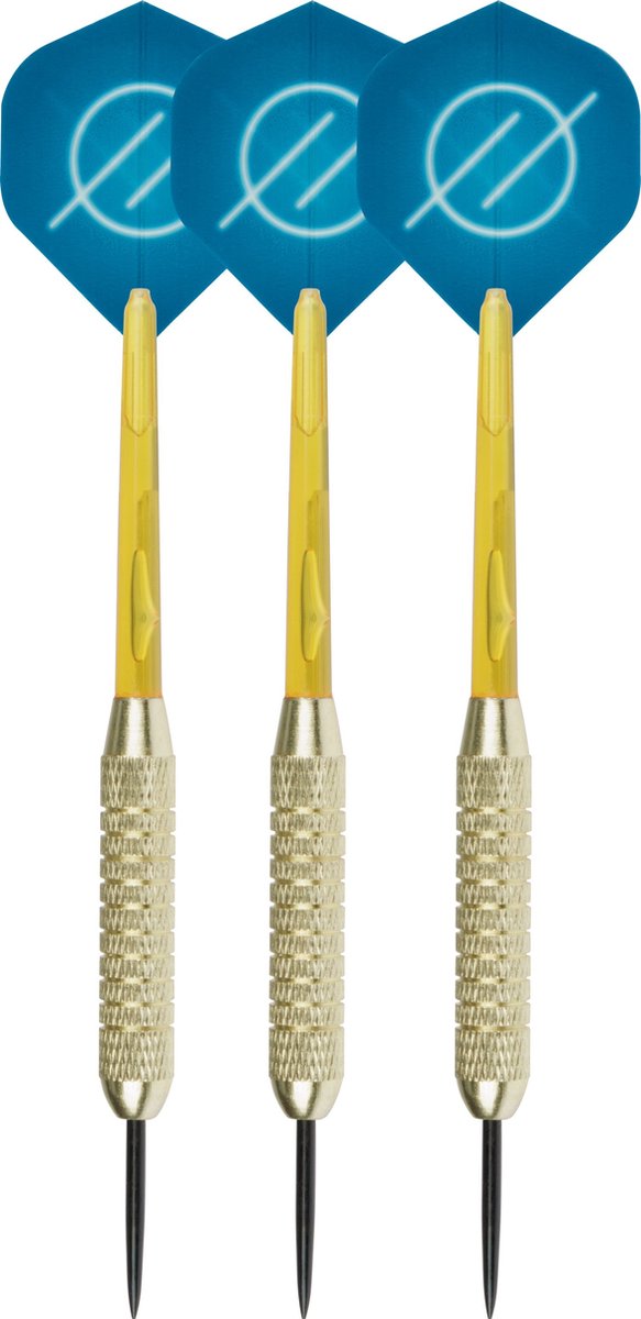 Faver dartpijlenset compleet - reserve shafts - brass coated - blauw - 23 gram