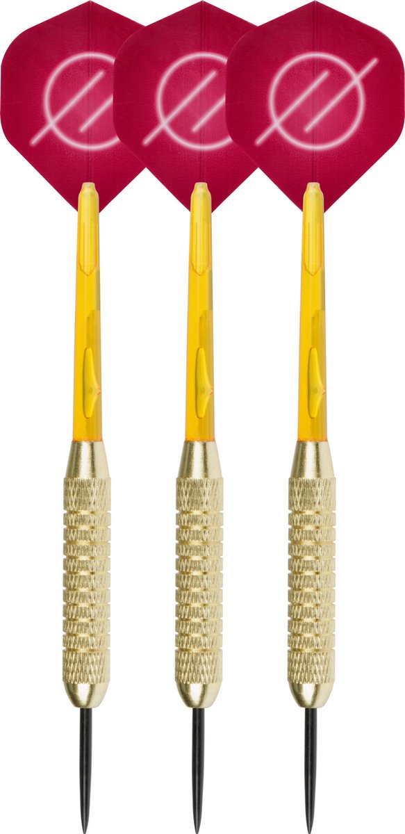 Faver dartpijlenset compleet - reserve shafts - brass coated - rood – 24 gram