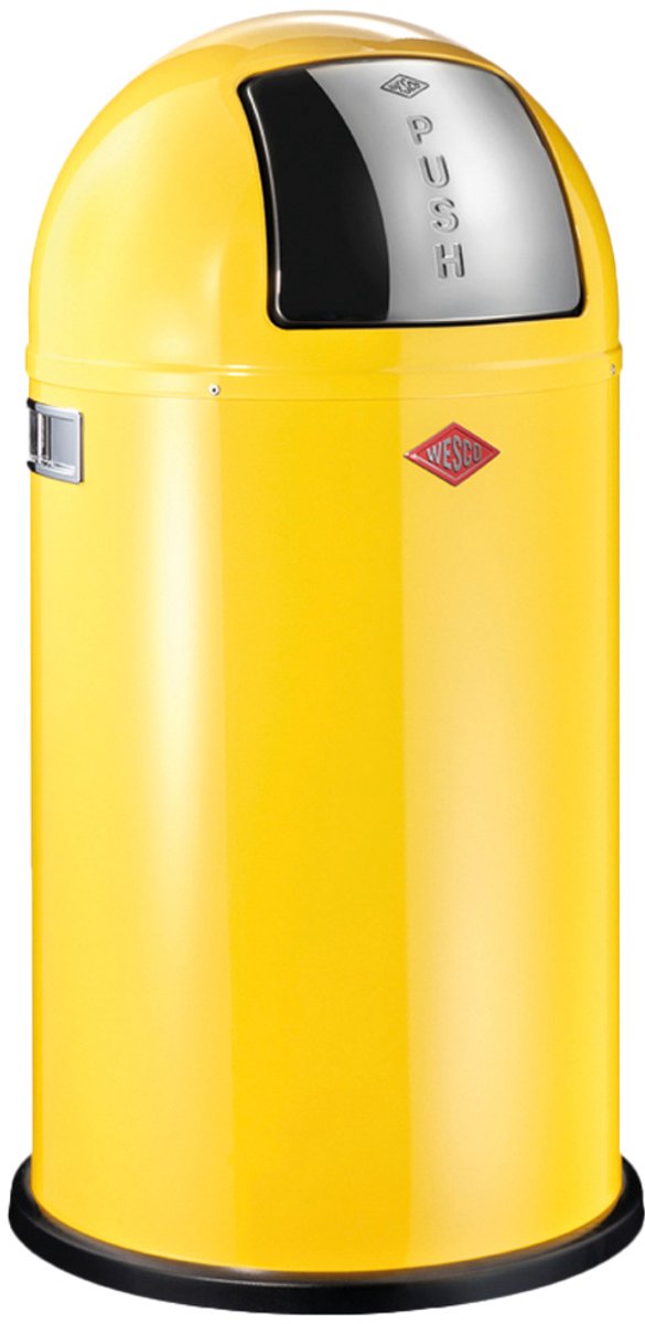 Papelera pushboy Wesco | 50 litros | metal - amarillo limón | cubo de basura - hecho en alemania