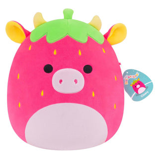 Squishmallows 30 cm trasparente - mucca fragola rosa shocking