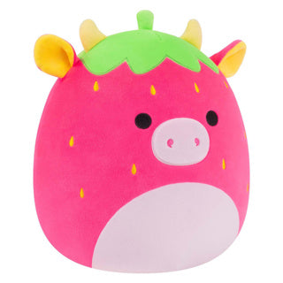 Squishmallows 30 cm trasparente - mucca fragola rosa shocking