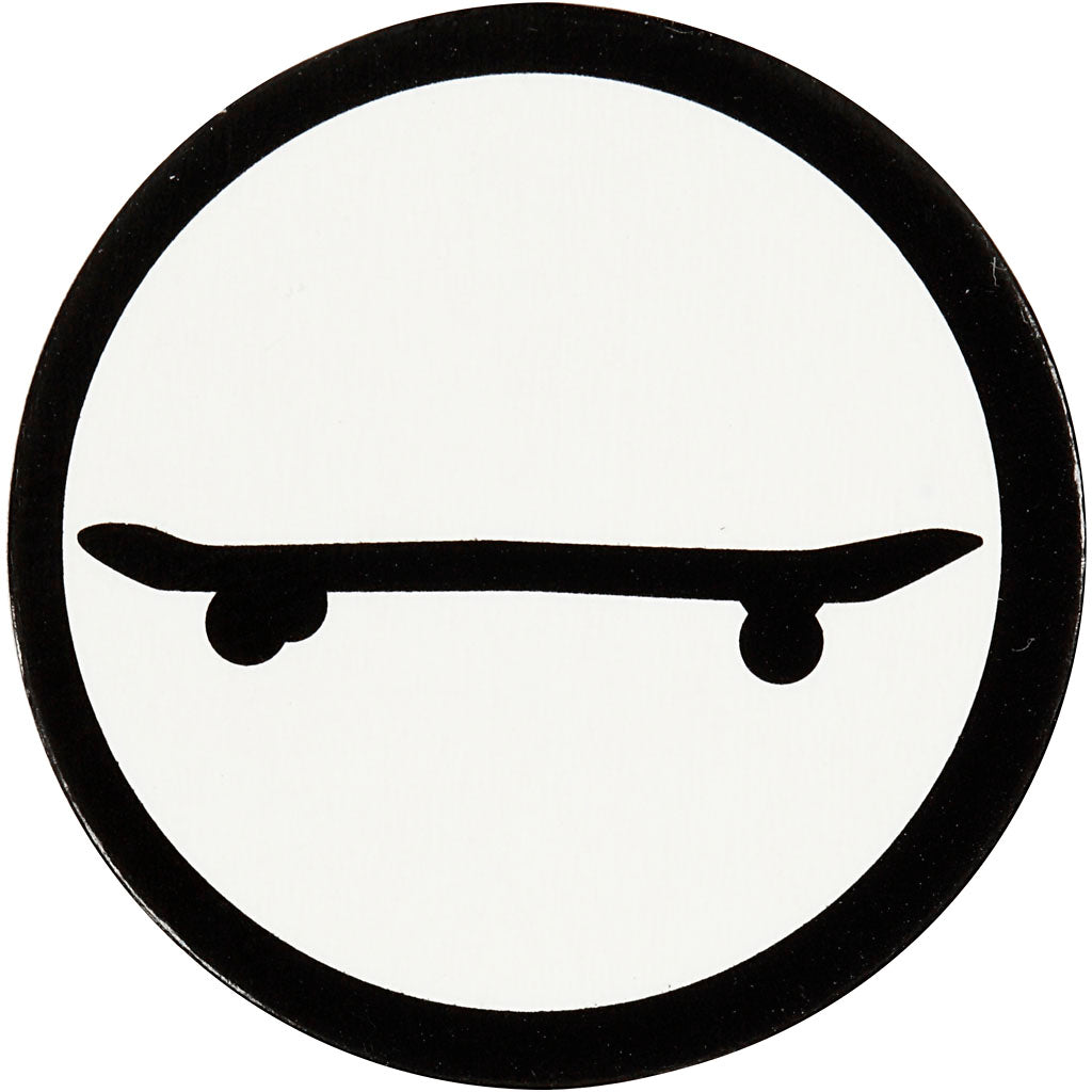 Etichetta aziendale Creativ, skateboard, d 25 mm, bianco nero, 20 pezzi 1 scatola