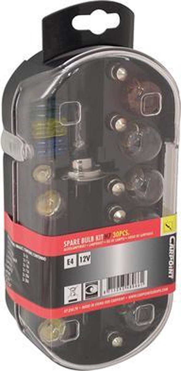 Set lampade per auto Carpoint h7 - 30 pezzi - Omologazione E - 18 lampade 12 fusibili a innesto - scatola compatta - facile da installare