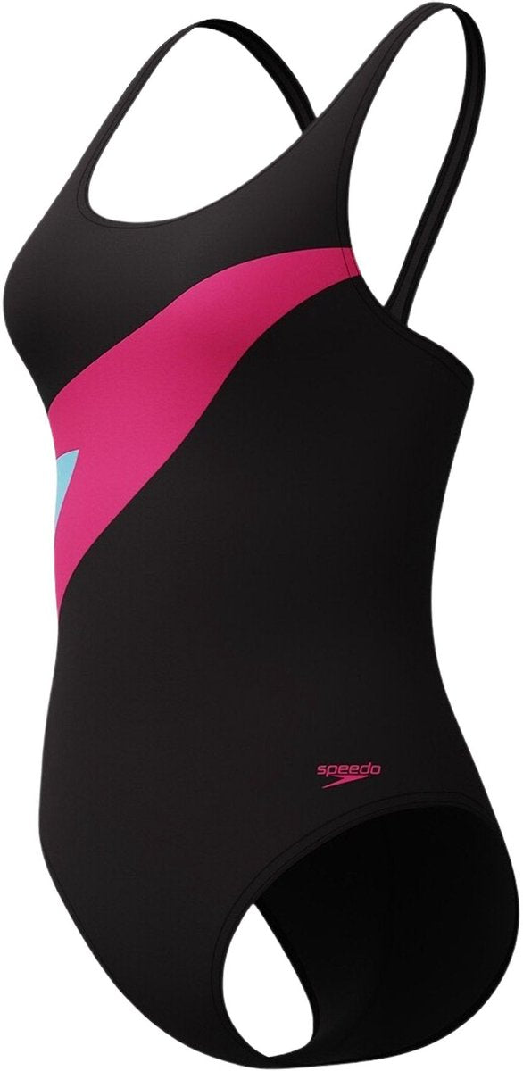 Costume da bagno sportivo intero da donna Speedo hyperboom butterfly back - nero rosa