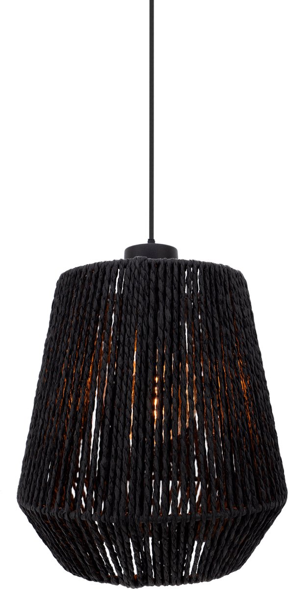 Eglo persley hanglamp - e27 - ø 22 cm - zwart - papier