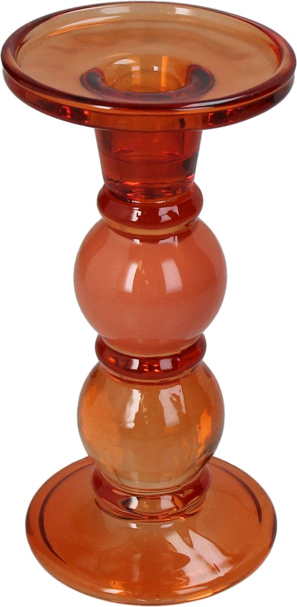 Portavelas hd collection cristal naranja 9x9x17,5cm