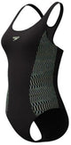 Speedo placement medalist 1 piece dames sportbadpak - zwart groen