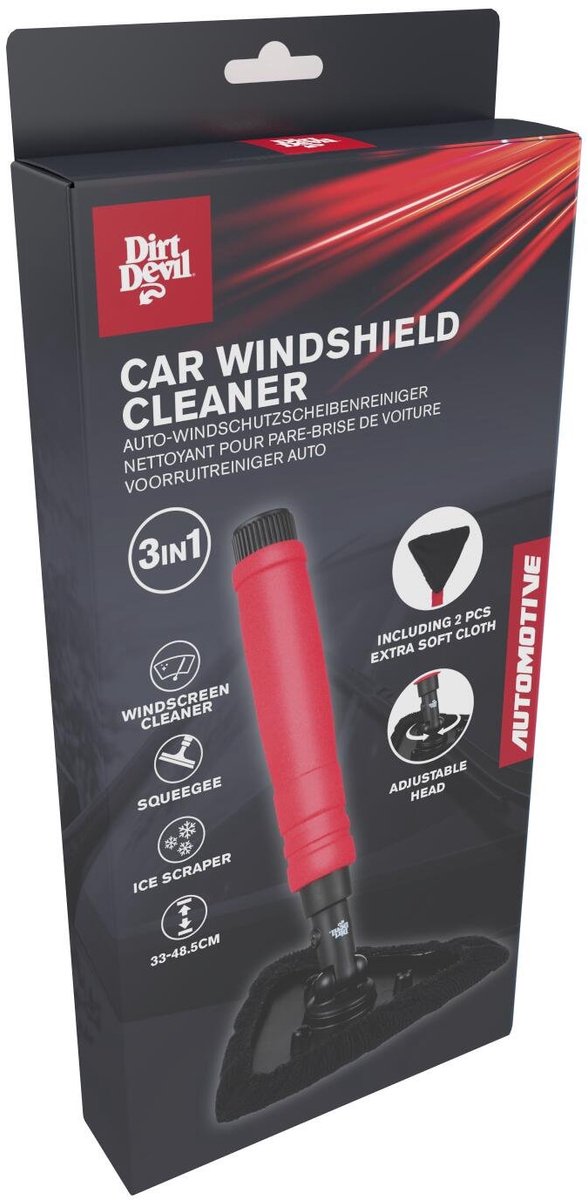 Dirt Devil Techtronic Cordless - Raschiaghiaccio per auto - Lavavetri e lavavetri - 3 in 1 - Nero Rosso