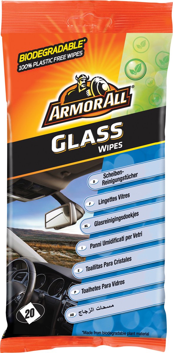 Armor all bio toallitas limpiadoras de vidrio 20 piezas