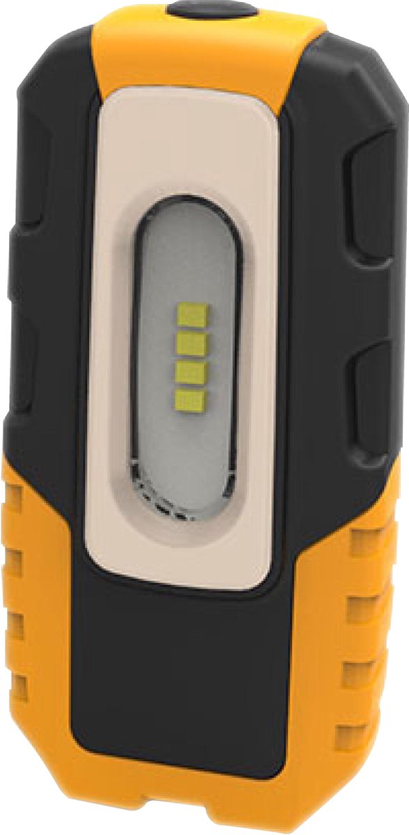Lampada manuale a batteria Brennerstuhl HL DA 40 mh LED, robusta lampada da lavoro a batteria con interruttore e magnete integrato, lampada da officina con 200 lm e fino a 3 ore di autonomia, supporto pieghevole