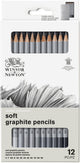 Winsor Newton 0490007 Juego de 12 lápices de grafito profesionales - Lápices de dibujo suaves Lápices de dibujo H a M 9B en lata de metal