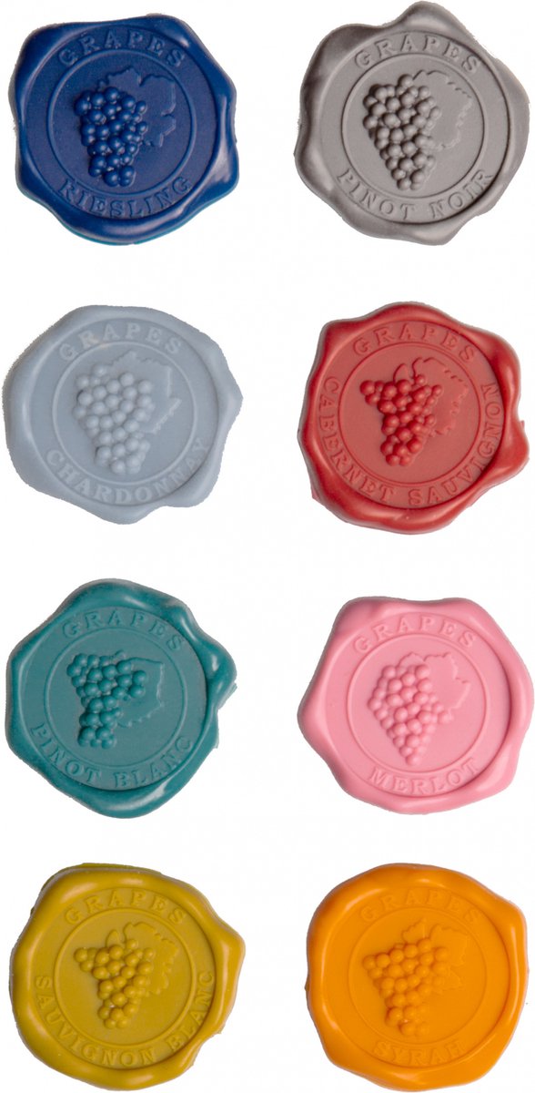 Vacuvin vacu vin glass markers classic – set van 8 glasmarkers – wijnzegel design – herbruikbare glasmarkeerders