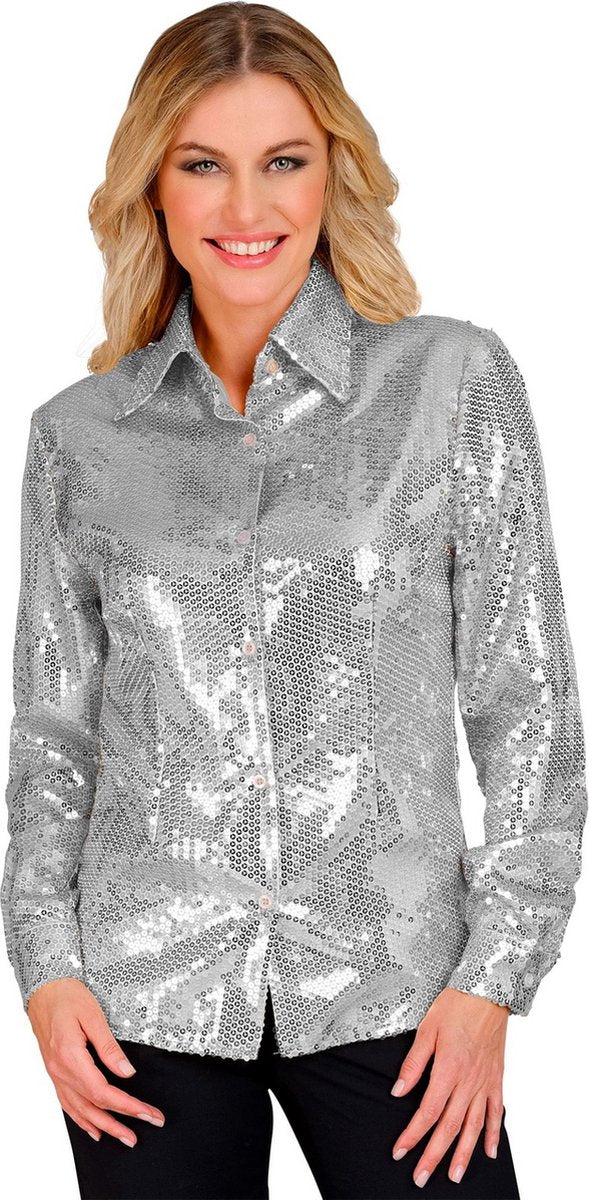 Blusa Widmann con paillettes argento lucido da donna