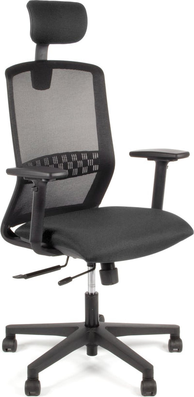 Linea tekna 01 pt - sedia da ufficio - ergonomica en1335 - con poggiatesta - multiregolabile - nera
